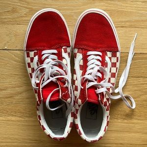 Mens Red Checkered Vans Old Skool